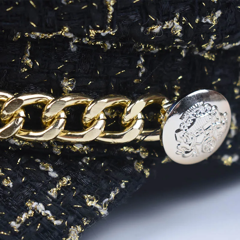 Новинка шапка в стиле милитари Осень зима берет с цепочкой Ретро стиль клетку