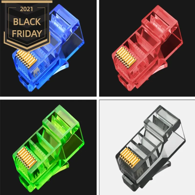

Gold plated RJ45 Net Network Modular Plug Cat5 CAT5e Connector 8P8C utp Unshielded Modular Rj45 Plug NEW 10/20/ 50/100 PCS