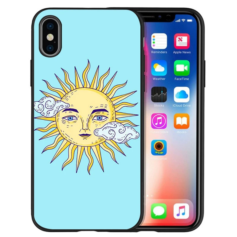 Запутанный Черный силиконовый чехол принцессы sun moon для iPhone 12 XR XS Max 5 5S SE 2020 6 6S PLUS 7 8