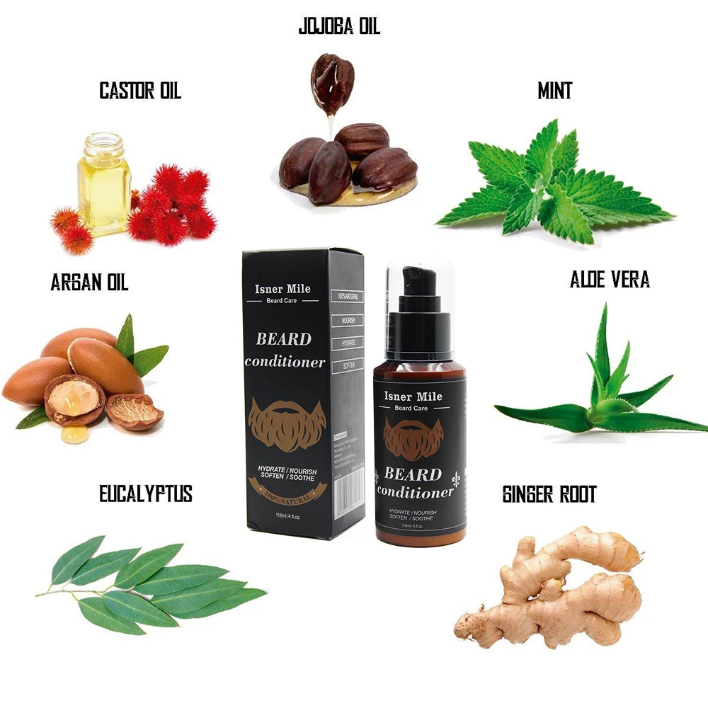 Кондиционер для бороды мужчин 118 мл органическое масло жожоба и 100% арганы сухие