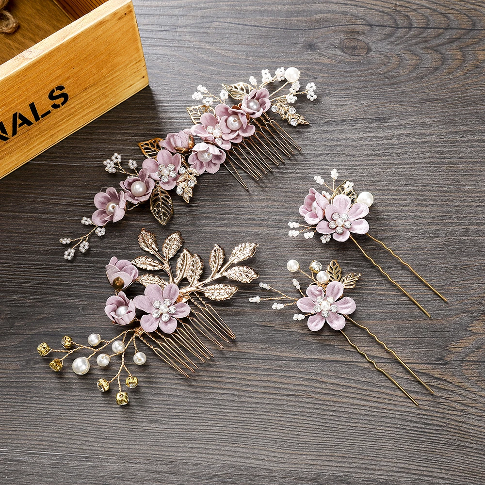 MOLANS Luxury Hairpin For Women Hair Combs Headdress Prom Bridal Wedding Crown Elegant Hair Accessories Gold Leaves Headwear 1PC