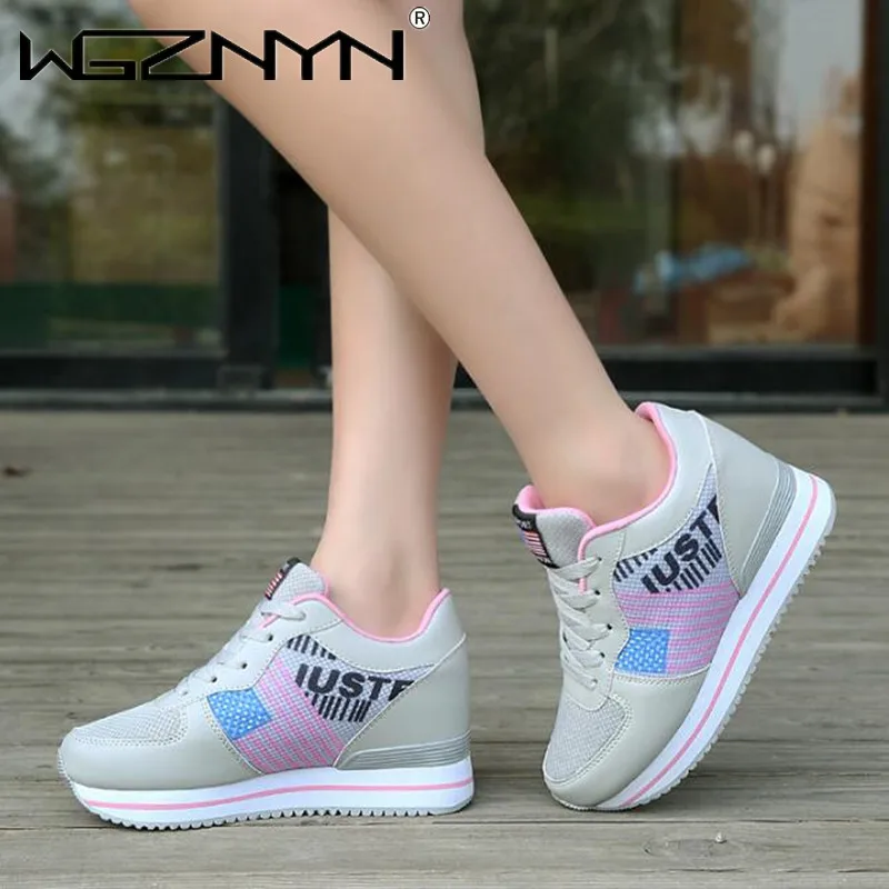 

2021 Women Platform Sneakers Spring Breathable Wedges Casual Shoes High Heels Thick Sole Tenis Sneakers Woman Deportivas Mujer