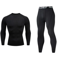 new mens black jogging suit fitness mma compression sports gym clothes quick drying training muscle shirt leggings union suit