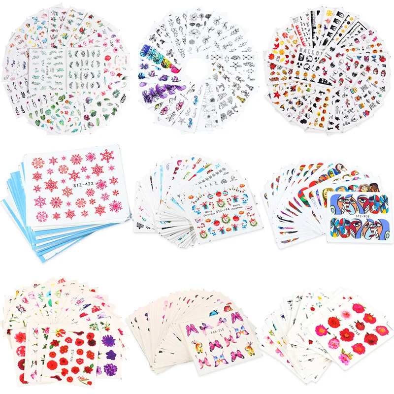 1 комплект смешанный дизайн ногтей воды Стикеры цветок Фламинго Красота слайдер