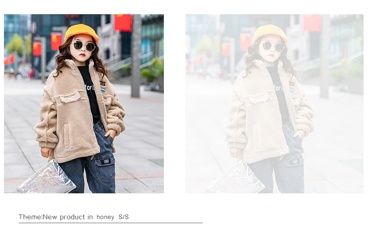 Girls Yangqi lambskin coat autumn and winter new children's girls plus velvet thickening fur coat