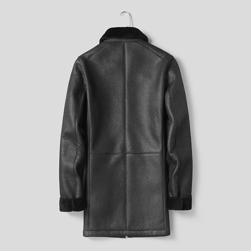 Мужская зимняя шуба из натуральной овечьей кожи средней длины|Мужские кожаные