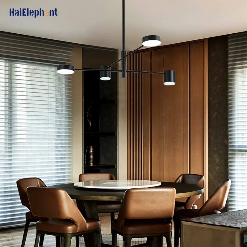 Люстра с черной железной краской Светильники для гостиной спальни современные