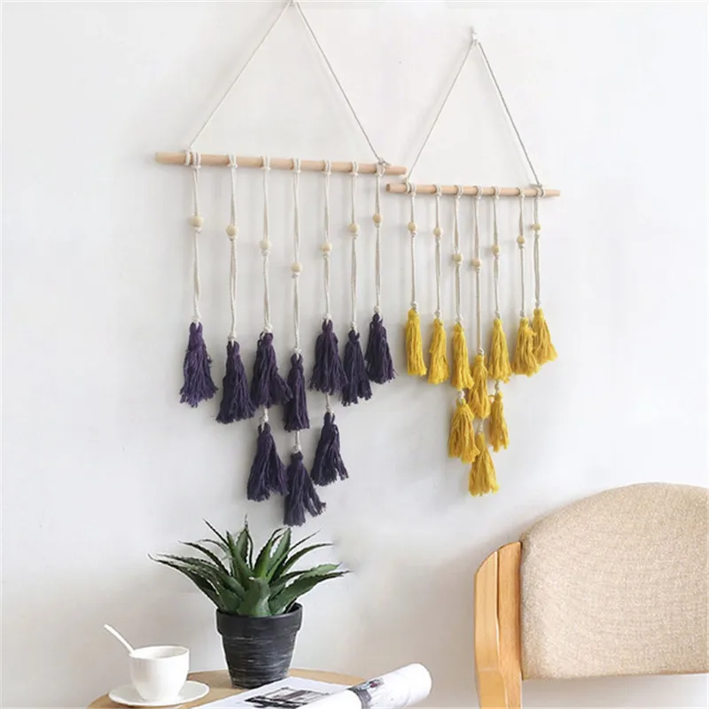 Boho Тканый гобелен ручной работы макраме настенный навесной домашний декор