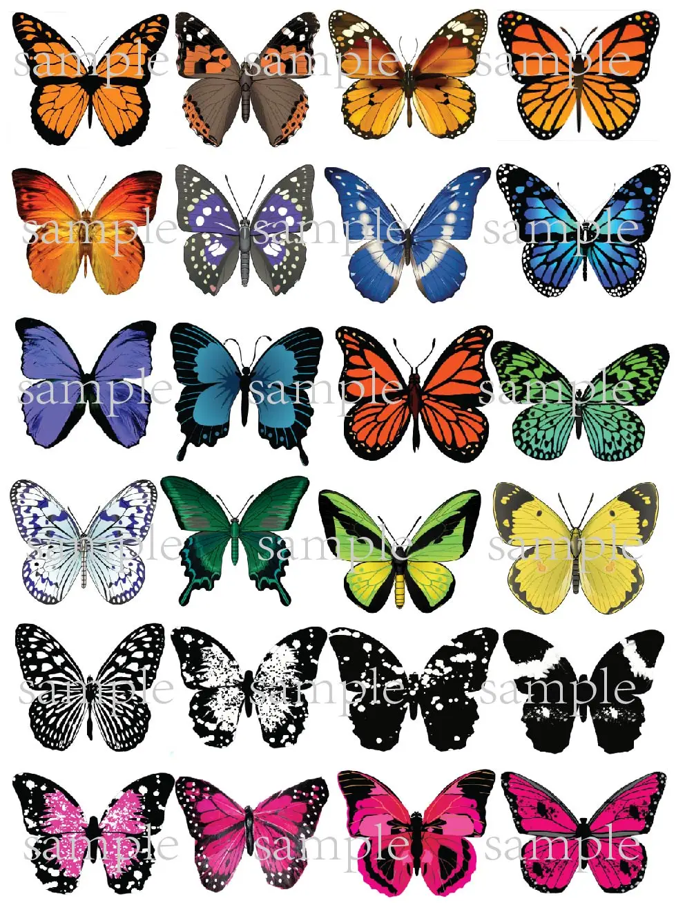 Большая Смешанная бабочка съедобный торт Топпер вафель рисовая бумага кекс