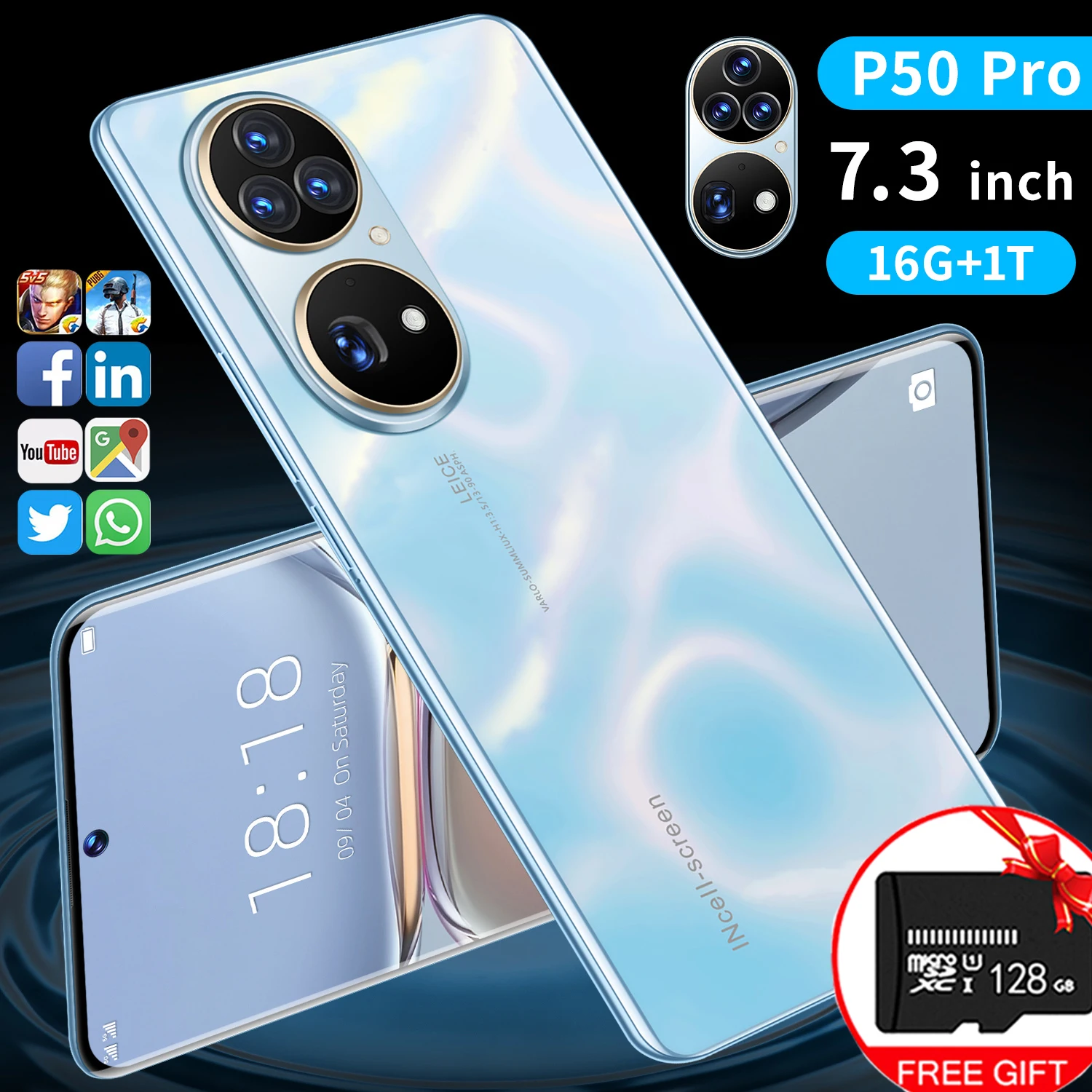 

Мобильный телефон Celular P50 Pro, 7,3 дюйма, HD дисплей, 16 ГБ + ТБ, разблокированный мобильный телефон, 36 Мп + 64 мп, телефон Intelgente, 6800 мАч