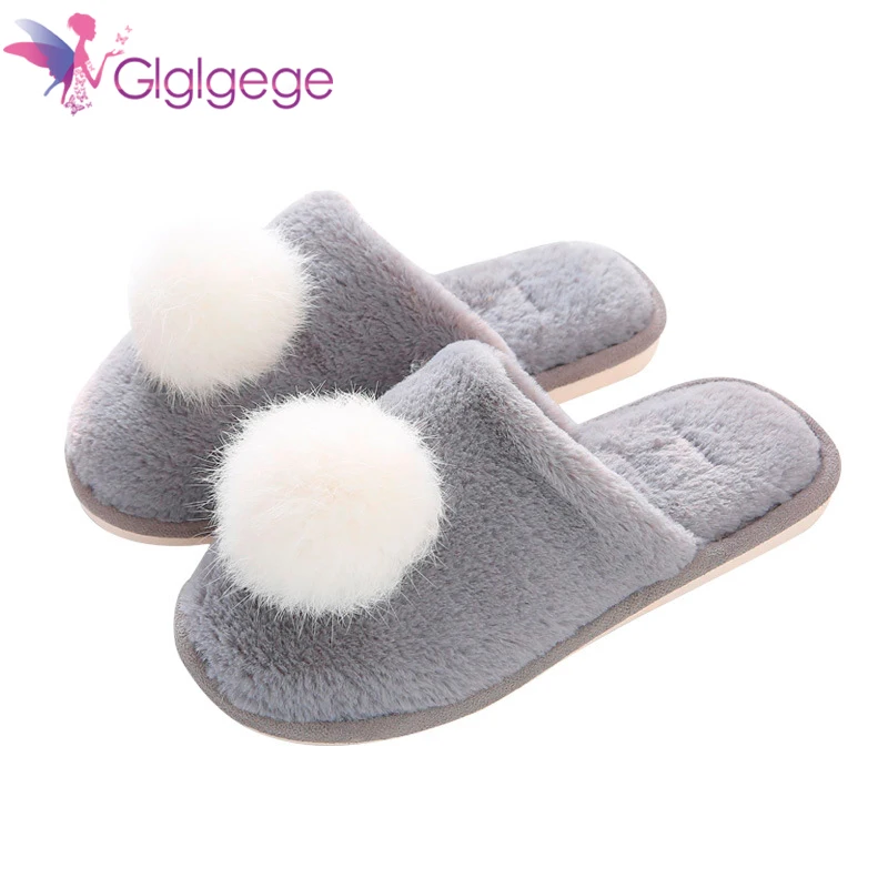 

Glglgeg/женские зимние милые меховые тапочки; Женская теплая плюшевая обувь без застежки; Женская удобная домашняя обувь на платформе; Женские ...