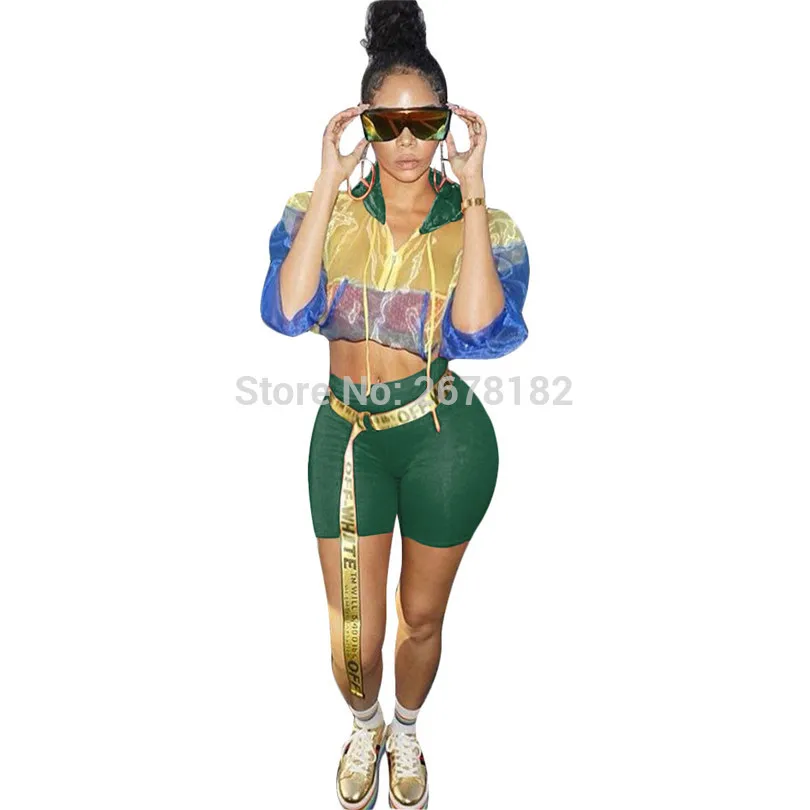 Женский спортивный костюм контрастного цвета с молнией спереди куртка капюшоном