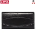 Длинный красный кошелек KAVIS из натуральной кожи для женщин, женский клатч, брендовый Роскошный кошелек, бумажники с кармашком для мелочи и телефона, удобная сумка для девочек