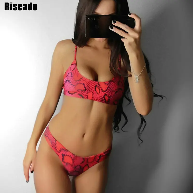 C0128 Riseado, сексуальные бикини,, Леопардовый змеиный принт, купальник для женщин, высокая талия, купальники, бикини, бразильские бикини, пляжная одежда, летняя - Цвет: C0128
