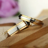 new trendy 4mm 6mm couple ring fashion metal two color ring accessories party jewelry