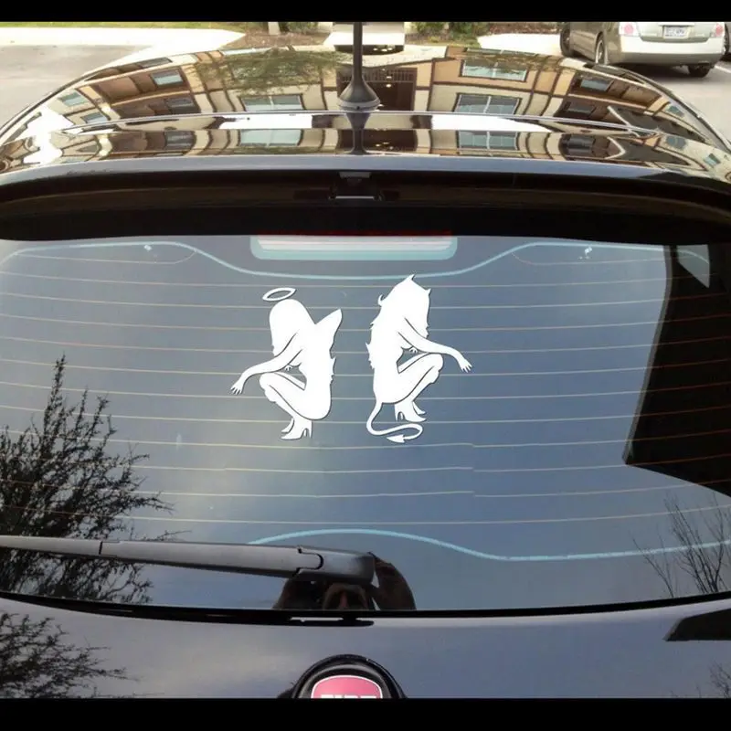 1 шт. черный белый цвет отражающий автомобиль стиль Дьявол Ангел наклейка на