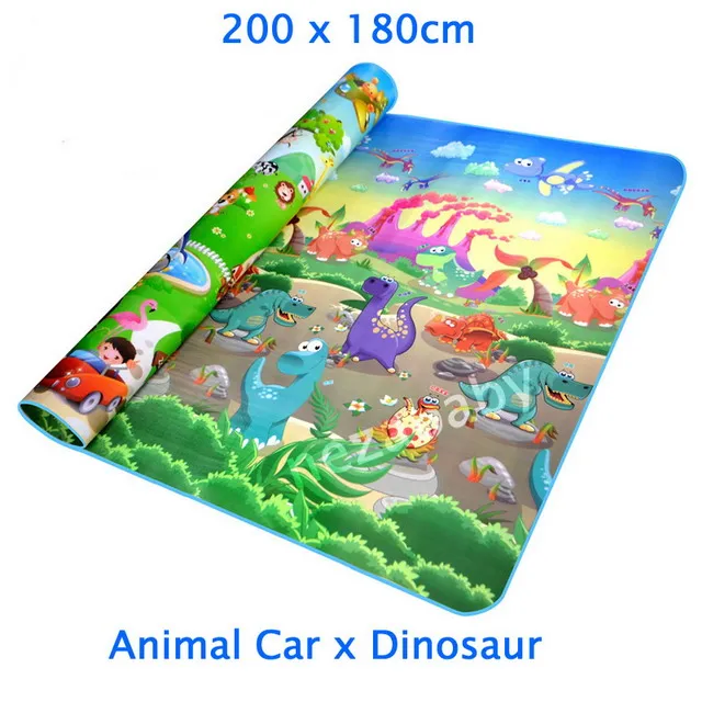 Animal Car xDinosaur 2 метра двусторонний большой детский игровой коврик детский подвижный коврик Детский ползающий ребенок коврик водонепроницаемый Детский напольный коврик для пикника PX05 - Цвет: Animal Car xDinosaur