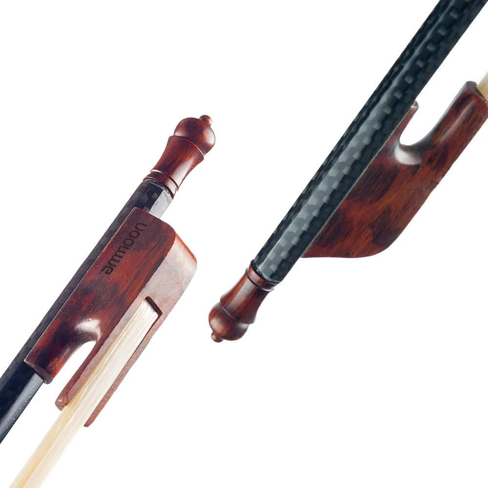 

ammoon 4/4 Violin Fiddle Bow Baroque Style Carbon Fiber Veneer Round Stick Ebony White Horsehair Well Balanced