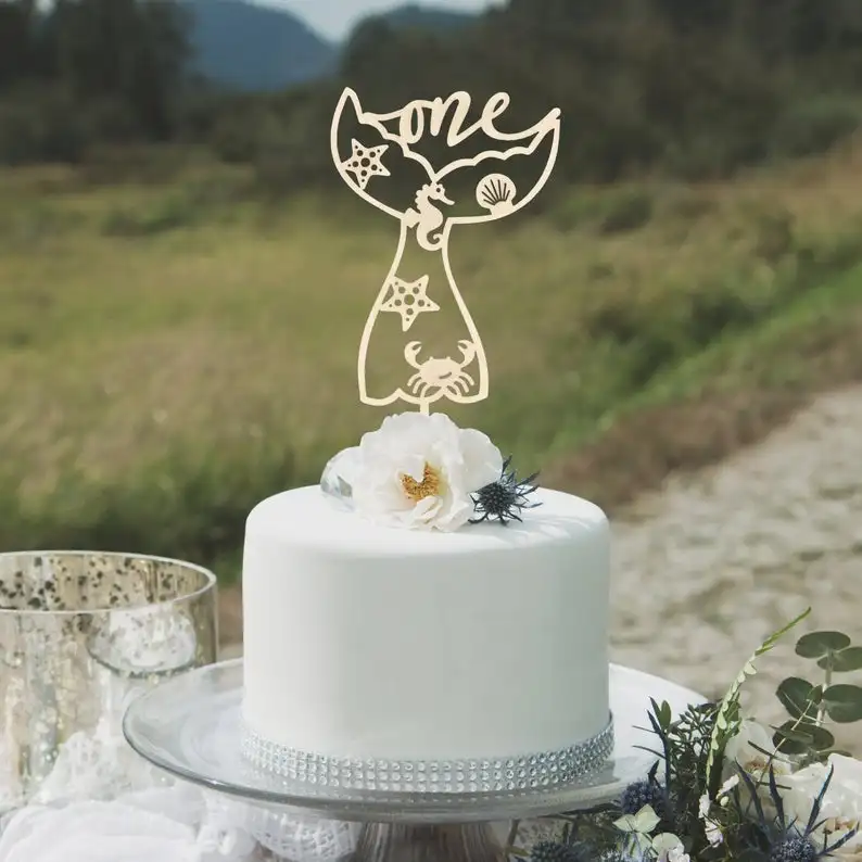 Топпер для торта с хвостом русалки топпер на день рождения персонализированный