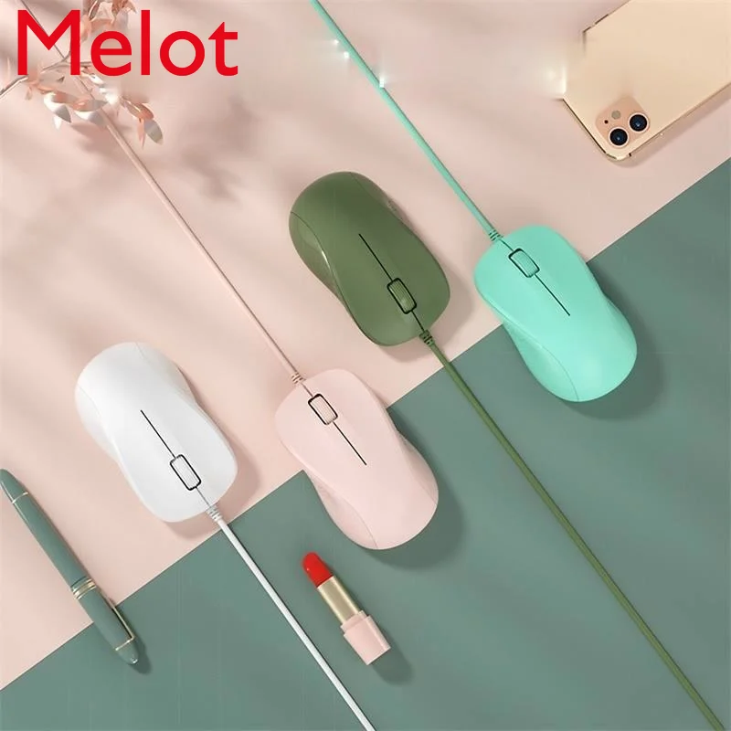 

High-End Luxury Wired Mouse Girl Cute Cute Simple Notebook Pink Girl Heart Mouse Couple Gift for E-Sports Office