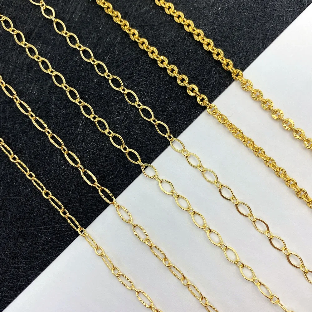 

Golden Handmade Copper Chain Charm Handmade Chain for DIY Jewelry Making Necklace Bracelet Fashion Jewelry Accessories 1 Meter
