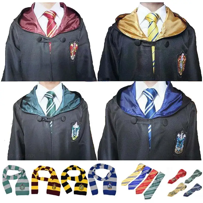 Ravenclaw косплей на Гриффиндор Hufflepuff костюм Слизерин Поттер халат плащ с галстуком шарф Поттер Костюм