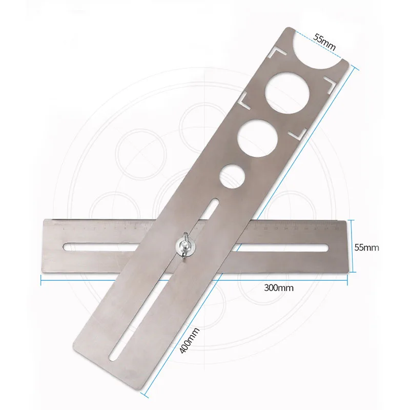 

Multi-Functional Stainless Steel Ceramic Tile Hole Locator Ruler Adjustable Punching Hand Measure Tools For House Decorated Work