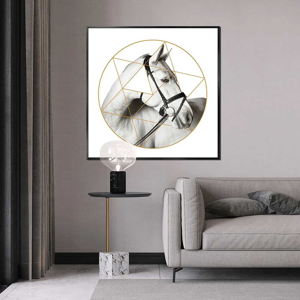 

TAbstract Modern Black and White Horse wall art Nordic posters and aisle prints porch canvas staircase murals living Room Porch