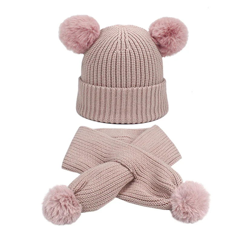 Детский комплект из шапки и шарфа с помпоном | Наборы шарфов шапок перчаток