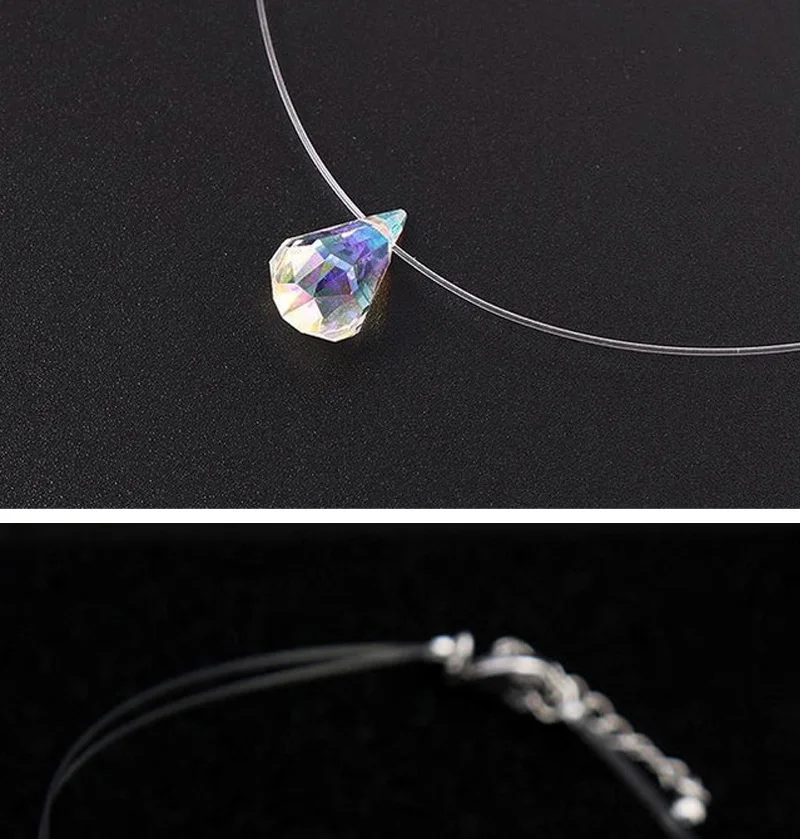 Трендовое ожерелье-чокер с кристаллами Swarovski, прозрачная леска, модные ювелирные изделия для женщин, подарки на день Святого Валентина