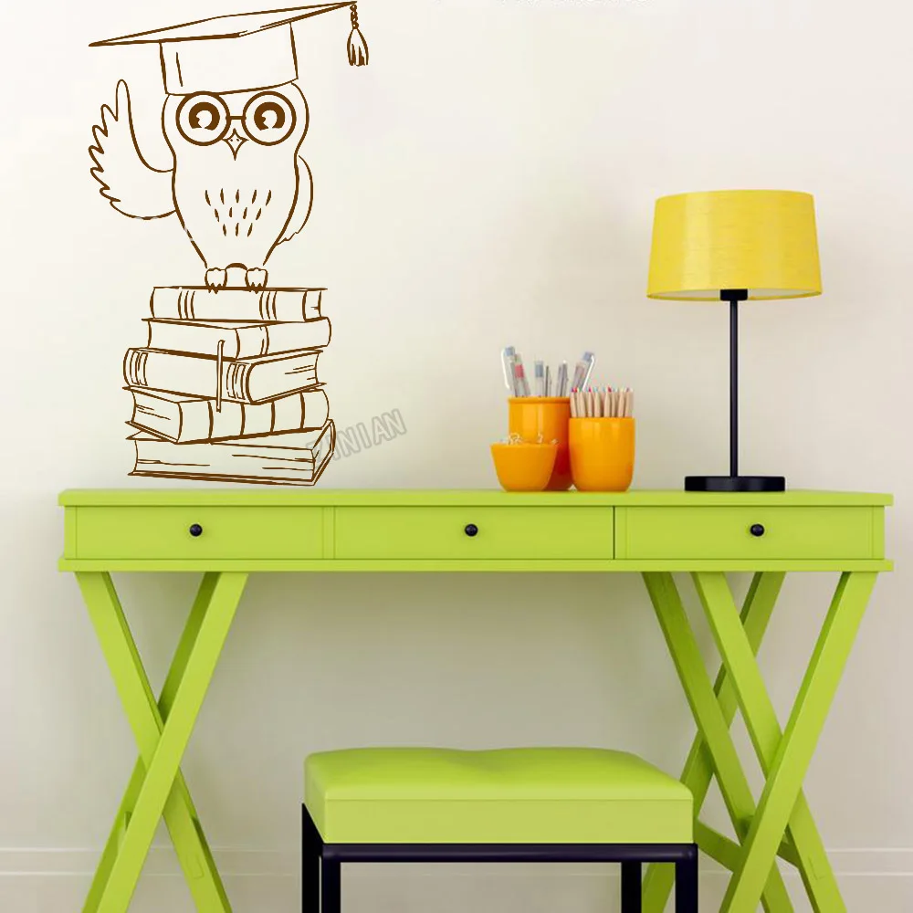 

Cartoon Owl Wall Sticker For Reading Room Decoration Vinyl Wall Decals For School Library Inspirating Murals For Kids Room Y034