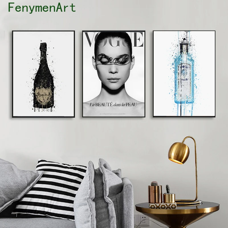 

Fashion Vogue Quotes Modern Black White Marble-Coco Posters and Prints Wall Art Pictures Canvas Paintings for Room Home Decor