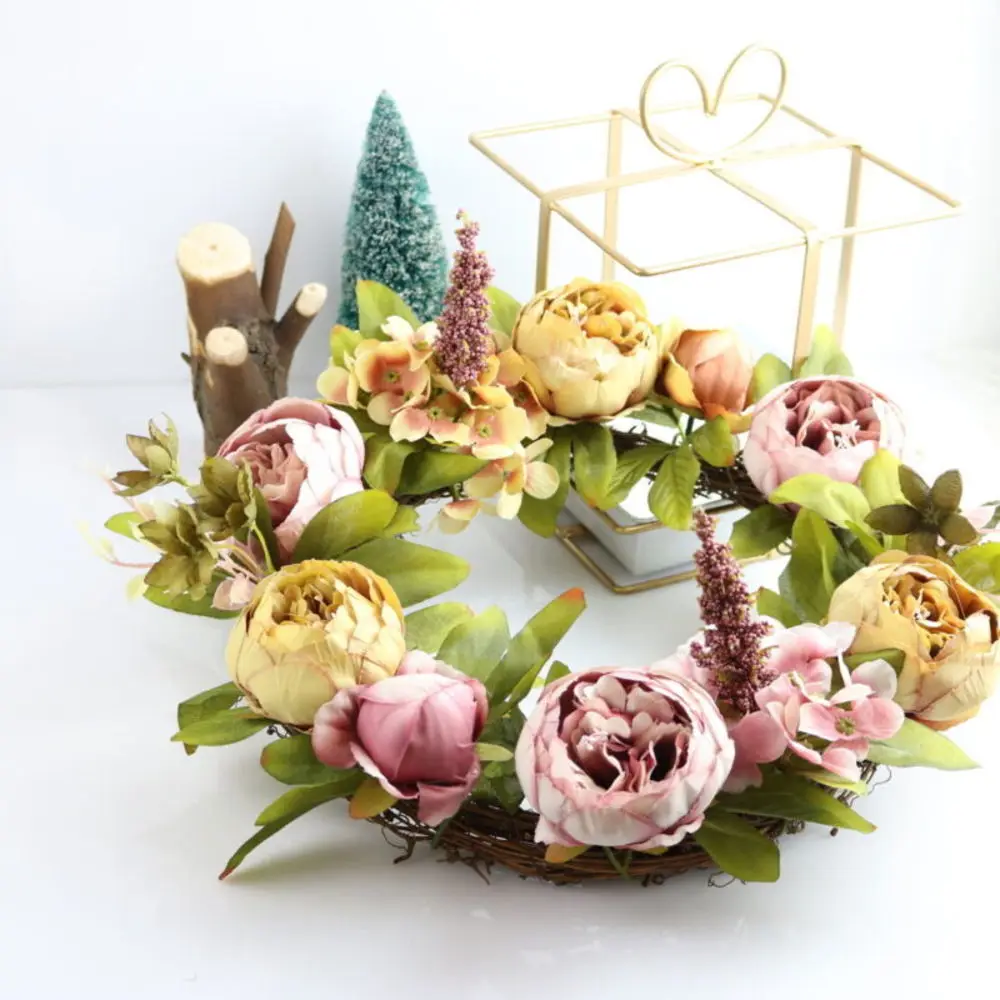 

40cm Artificial Simulation Garland Door Wreath Xmas Home Decor Art Wreaths Garlands