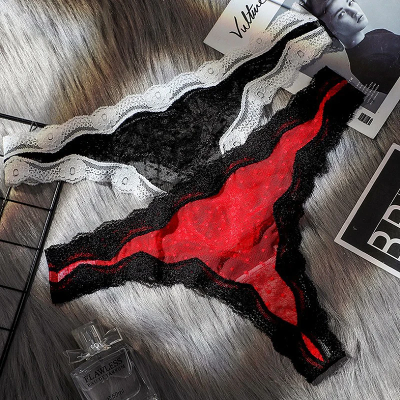 3 шт. сексуальное женское нижнее белье прозрачные сетчатые кружевные стринги