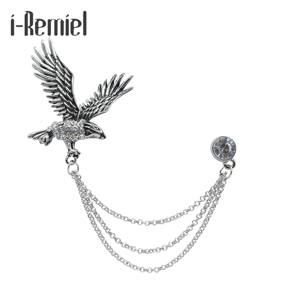 

i-Remiel Fashion Men's Flying Eagle Brooch Vintage Party Formal Suits Lapel Pins Brooch Men Classic Male Alloy Brooch Corsage