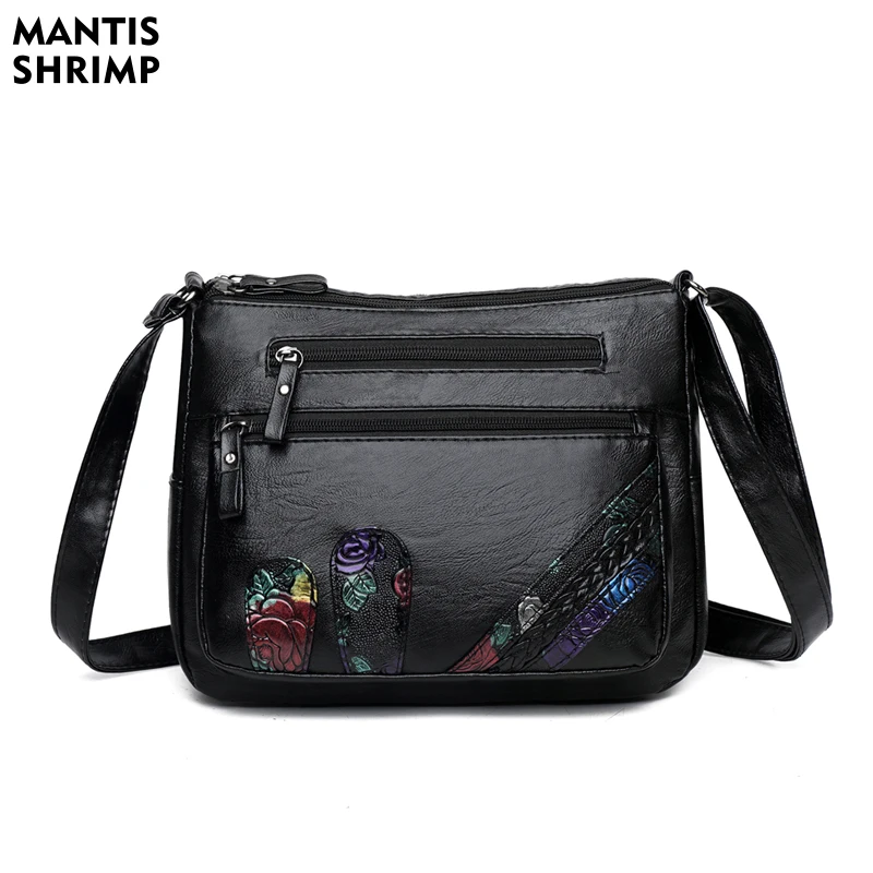 

Женские сумки, черная сумка 2021, сумки-мессенджеры для женщин, многослойные мягкие ПУ кожаные сумки на плечо, Классические винтажные сумки че...