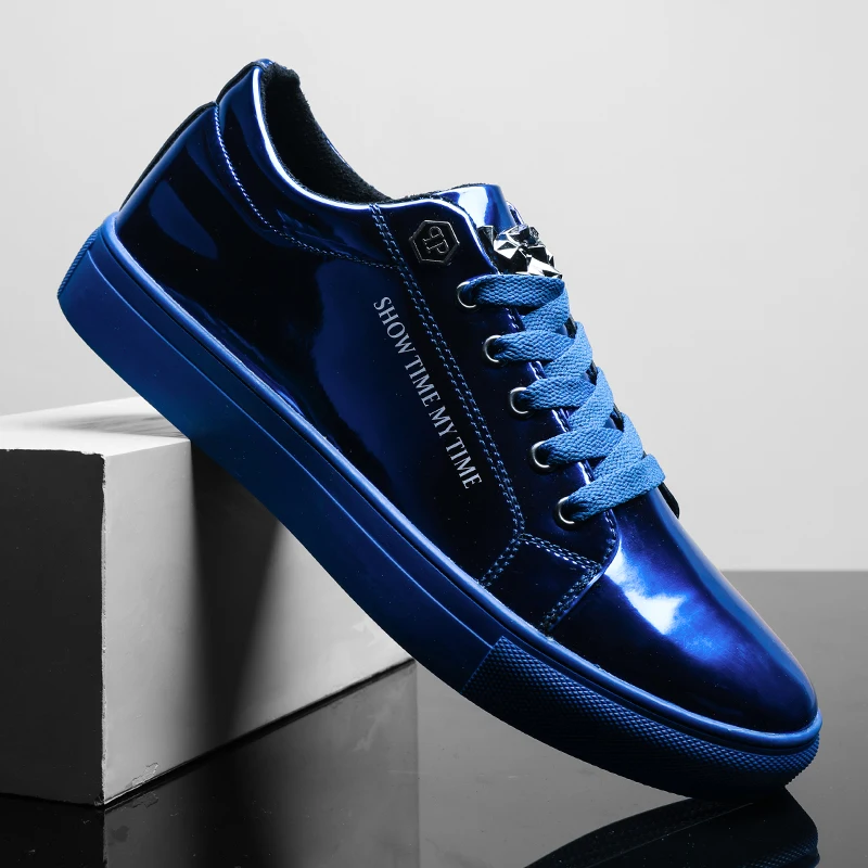 Туфли мужские из лакированной кожи молодежная повседневная обувь Роскошные