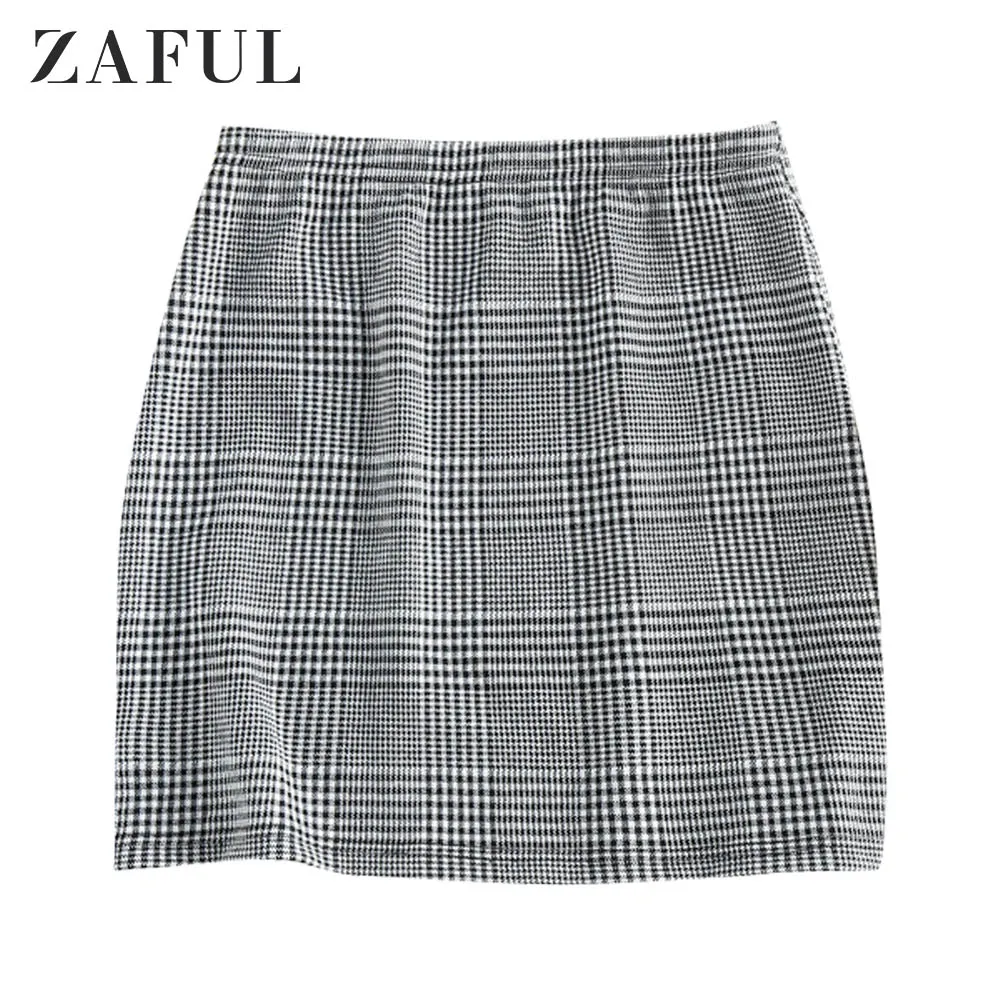 Женская клетчатая юбка ZAFUL обтягивающие мини-юбки с эластичным поясом и высокой