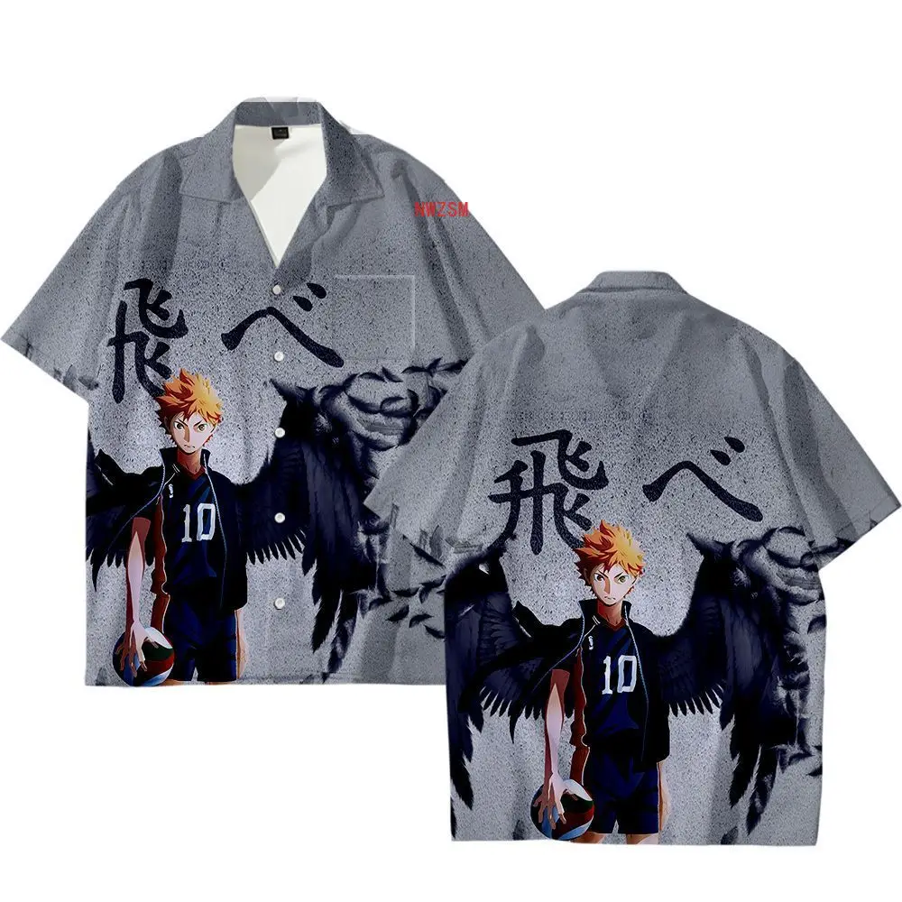 Аниме Haikyuu Cosplay Костюм Повседневная рубашка с короткими рукавами и пуговицами для