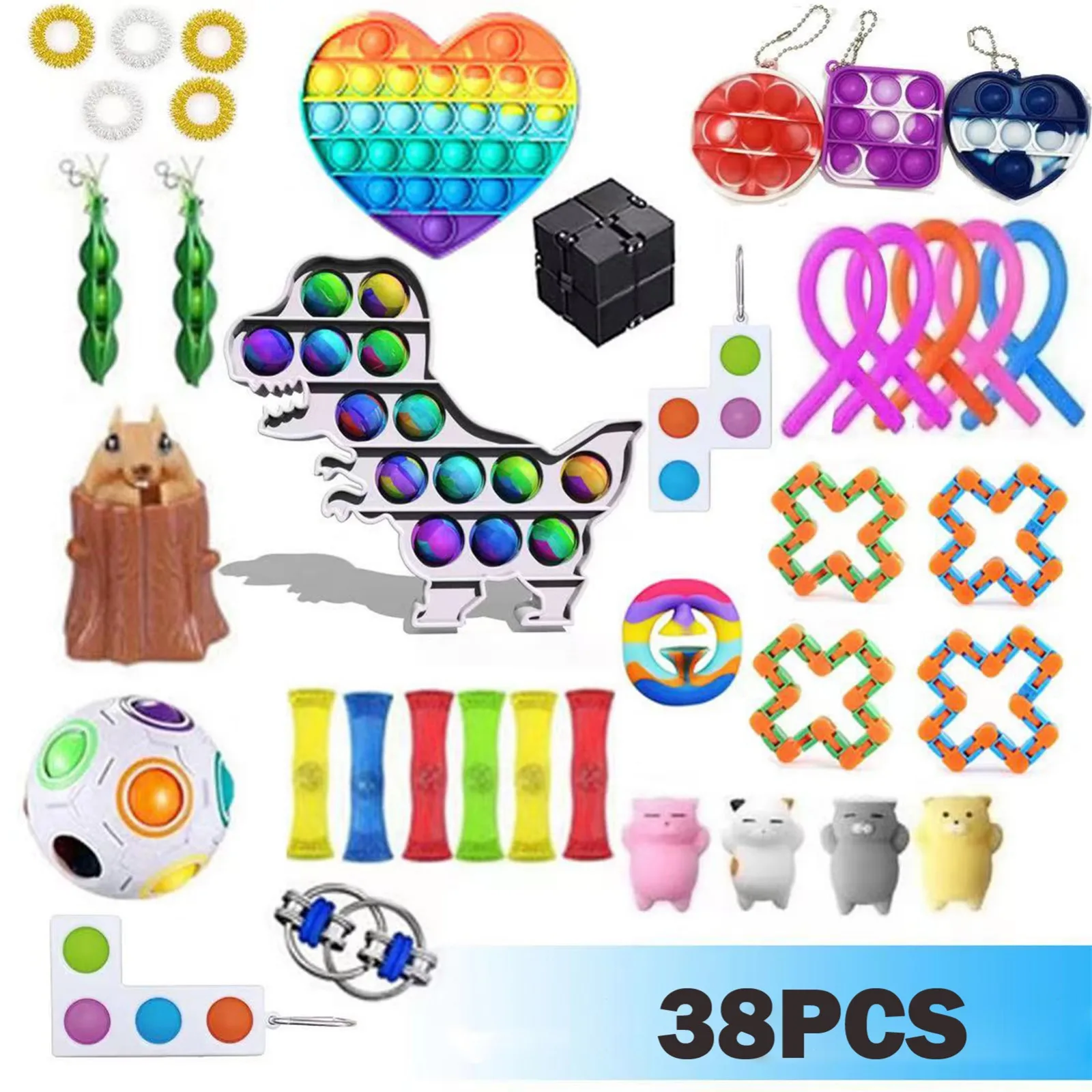 

Набор игрушек антистресс, эластичные Струны для взрослых и детей, мягкие игрушки для снятия стресса, 38 шт.