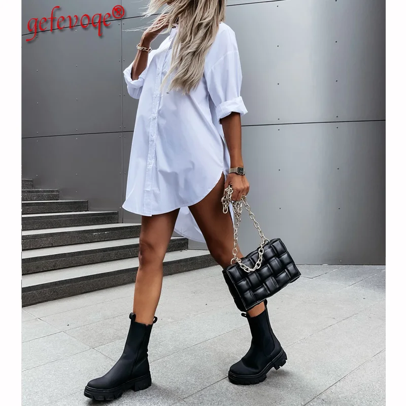 Женская Асимметричная блузка на пуговицах однотонная Повседневная офисная