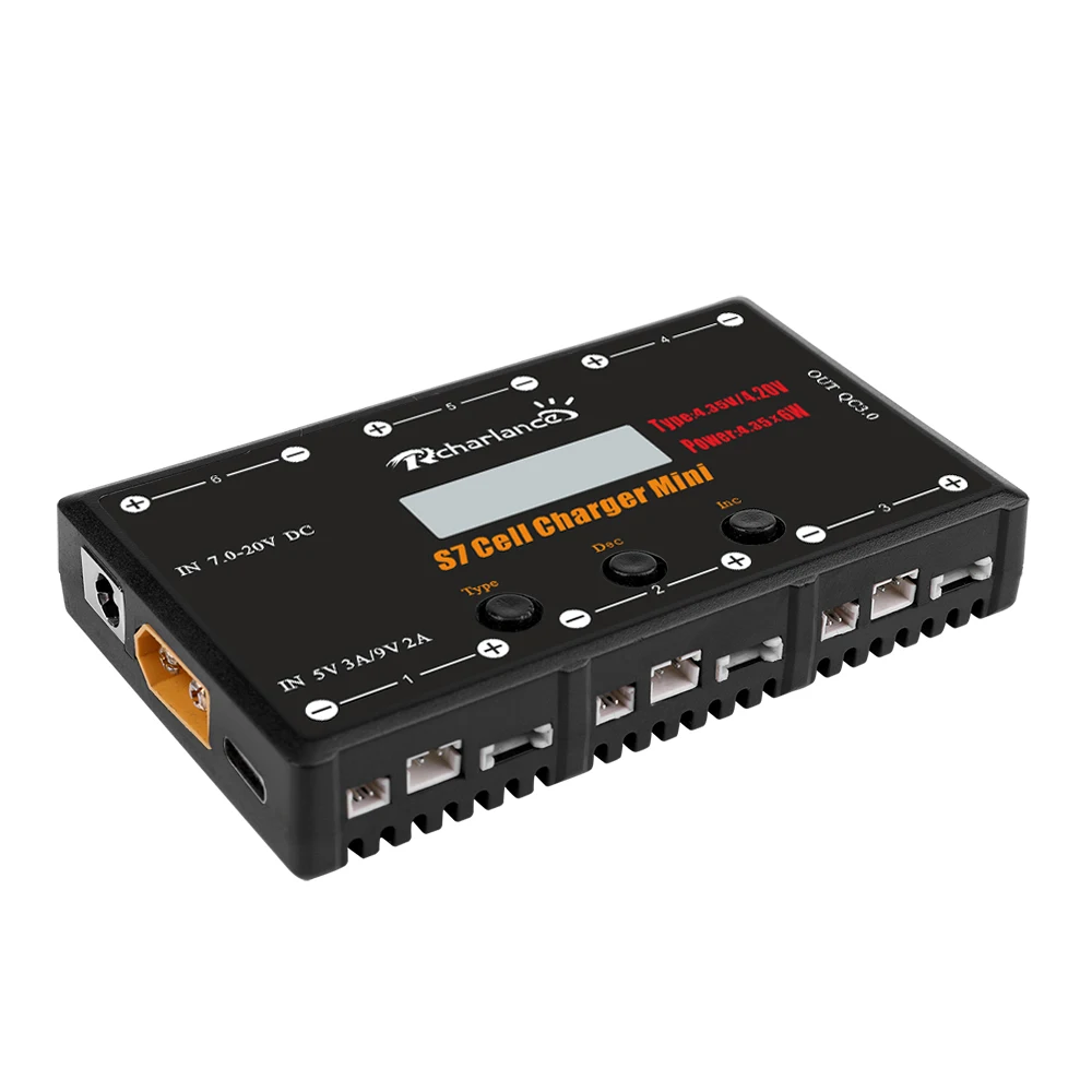Rcharlance S7 зарядное устройство мини 1S зарядное устройство 6x4,35 Вт LiPO LiHV зарядное устройство с USB Micro MCX mCPX MOLEX