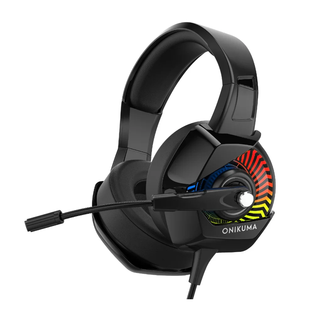 ONIKUMA K6 профессиональная игровая гарнитура с микрофоном RGB светодиодный ная