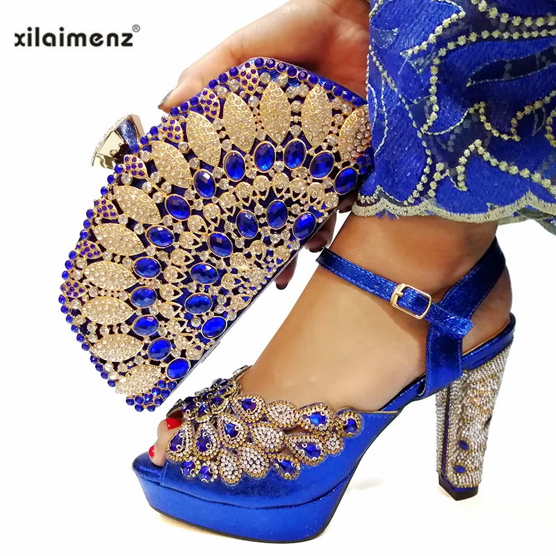 Модный женский комплект из обуви и сумки в африканском стиле украшенный стразами