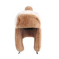 parent child hats autumn and winter warm earmuffs childrens lei feng hats warm stitching imitation rabbit fur windproof 2021