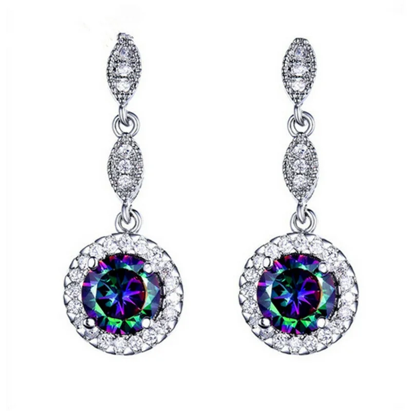 

Элегантные серебряные круглые длинные серьги-подвески Mystic Rainbow