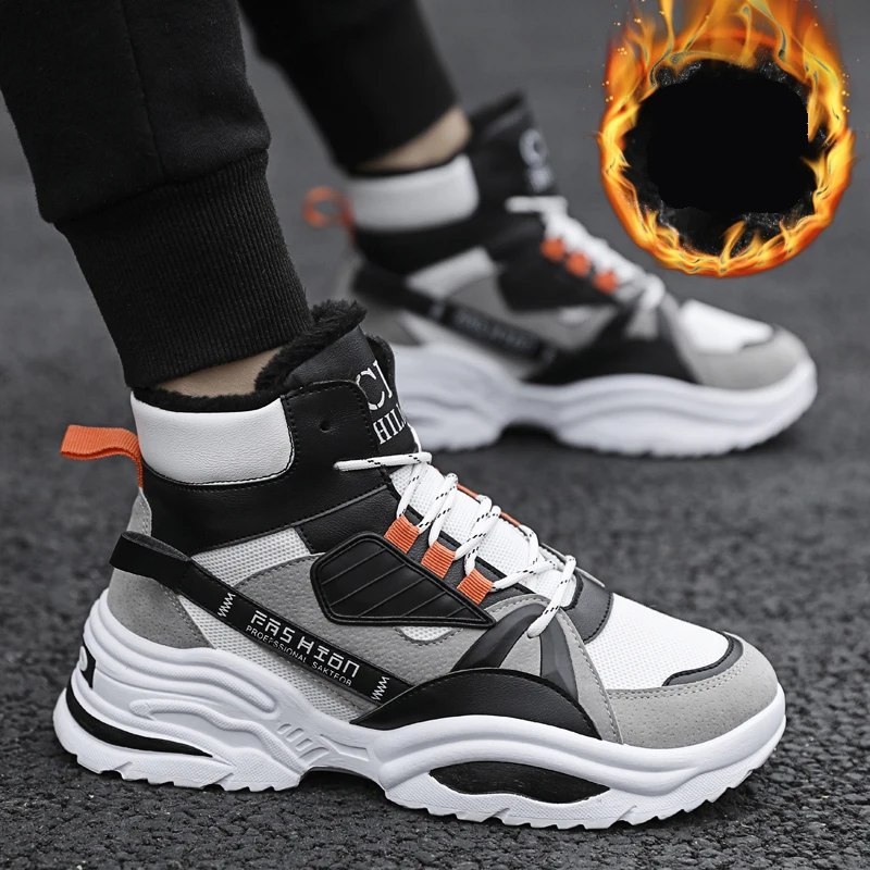 Новые мужские зимние ботинки Теплая зимняя обувь на меху Кроссовки высокой