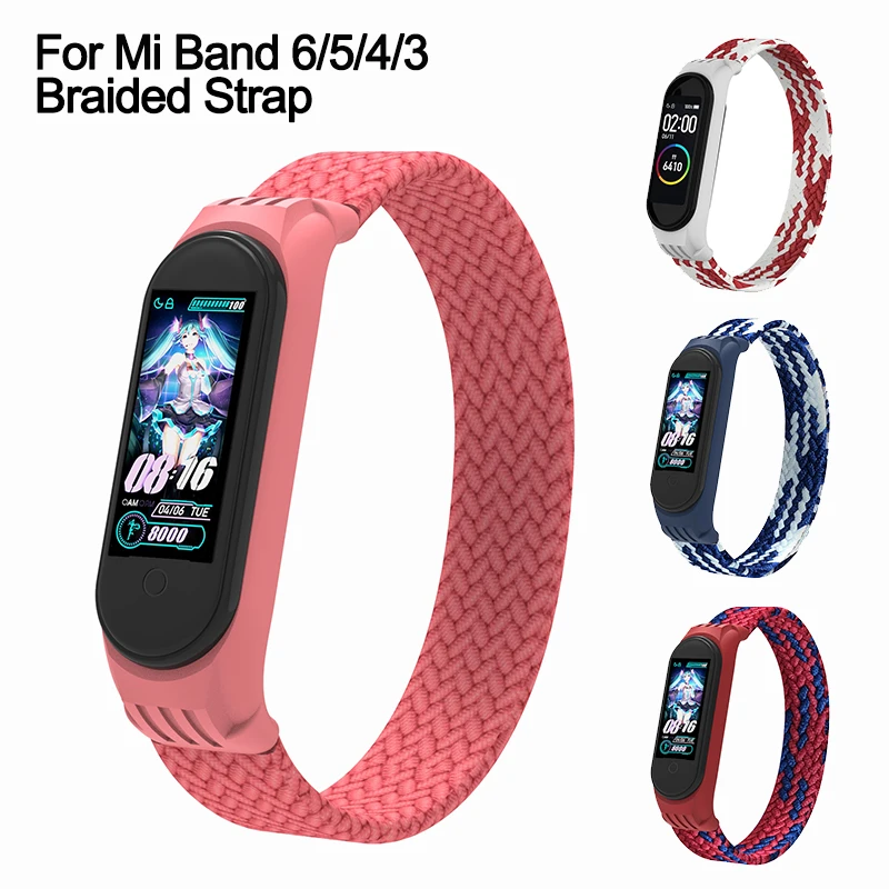 Нейлоновый плетеный браслет для Mi band 5 идеальный ремешок часов xiaomi 4 3 6 - купить по