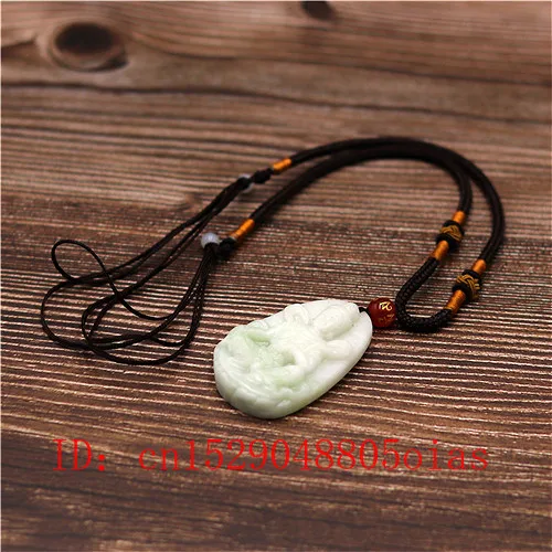 Natural White Chinese Jade Guanyin Pendant Bodhisattva Necklace Charm Jewellery Fashion Carved Amulet Gifts for Women Men | Украшения и