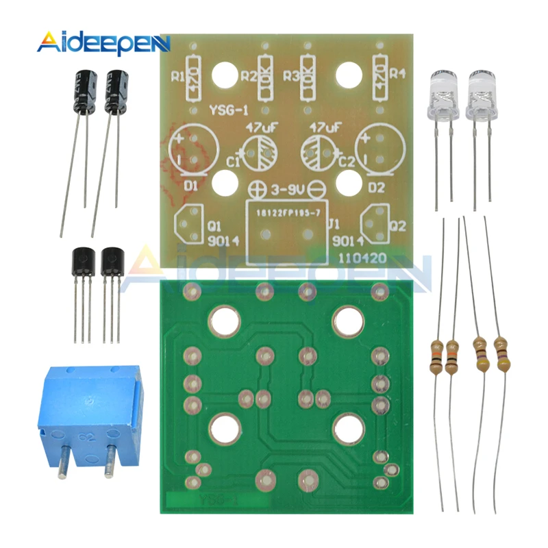 DC 3 V-14 V 5MM Flash Light Blue Светодиодный модуль DIY Kit транзистор 30K сопротивление 22 мкФ электролитические конденсаторы без кабеля Dupont